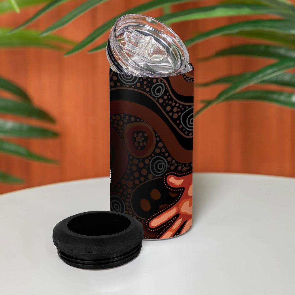Australia Indigenous Leukemia Prevention 4 in 1 Can Cooler Tumbler Aboriginal Dot Arts