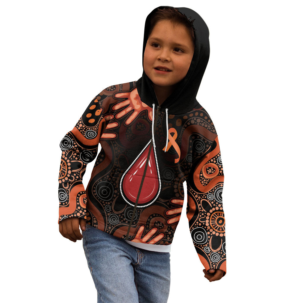 Australia Indigenous Leukemia Prevention Kid Hoodie Aboriginal Dot Arts