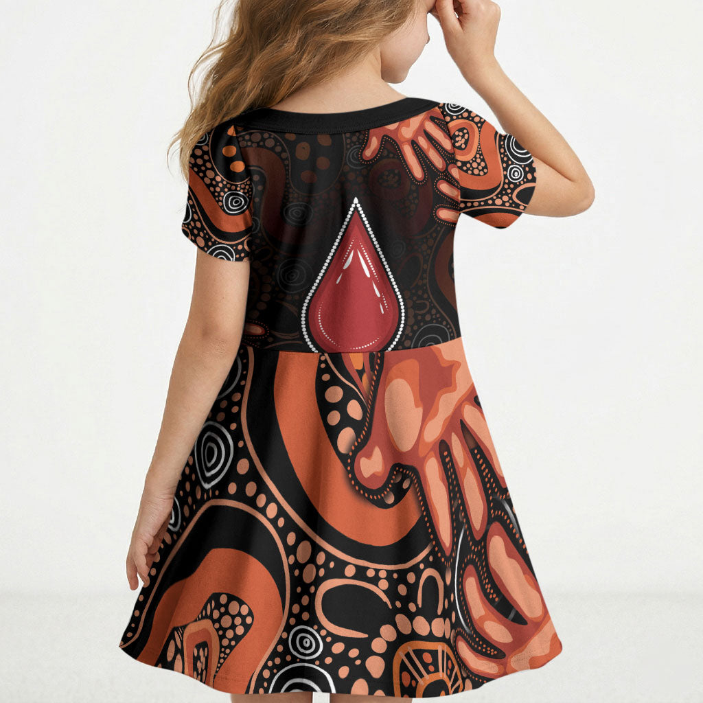 Australia Indigenous Leukemia Prevention Kid Short Sleeve Dress Aboriginal Dot Arts