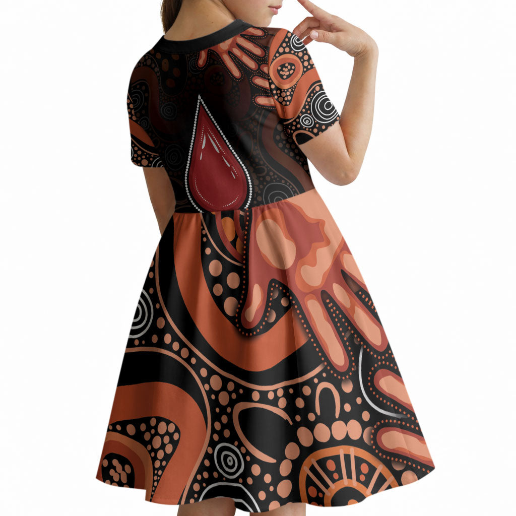 Australia Indigenous Leukemia Prevention Kid Short Sleeve Dress Aboriginal Dot Arts