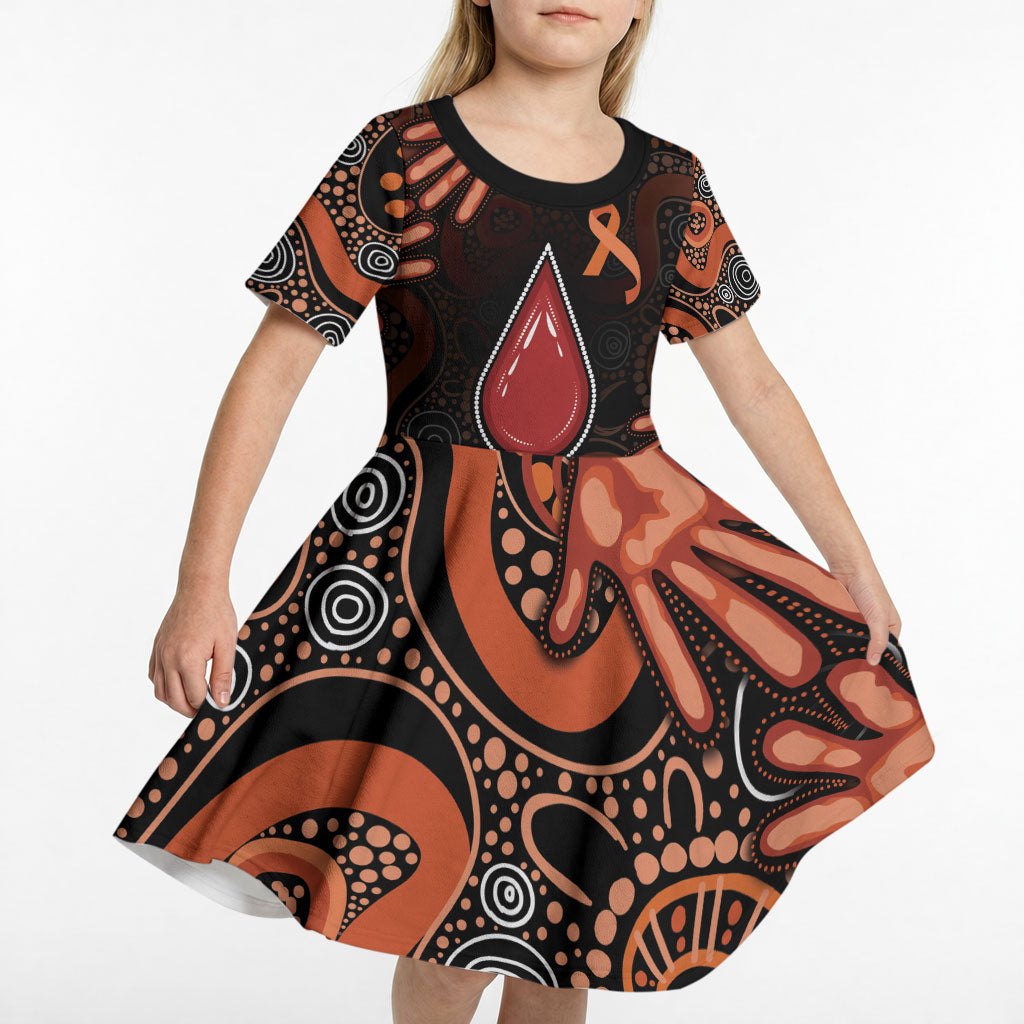 Australia Indigenous Leukemia Prevention Kid Short Sleeve Dress Aboriginal Dot Arts