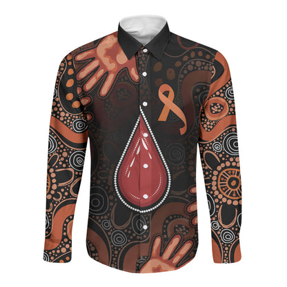 Australia Indigenous Leukemia Prevention Long Sleeve Button Shirt Aboriginal Dot Arts