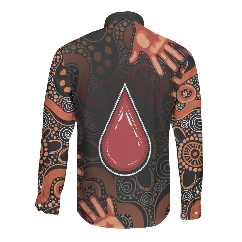 Australia Indigenous Leukemia Prevention Long Sleeve Button Shirt Aboriginal Dot Arts