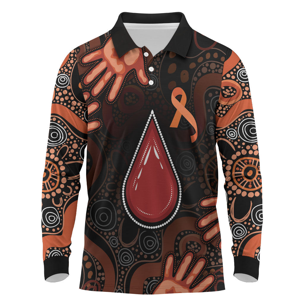 Australia Indigenous Leukemia Prevention Long Sleeve Polo Shirt Aboriginal Dot Arts