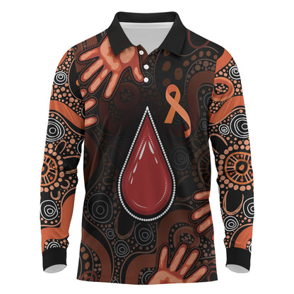 Australia Indigenous Leukemia Prevention Long Sleeve Polo Shirt Aboriginal Dot Arts