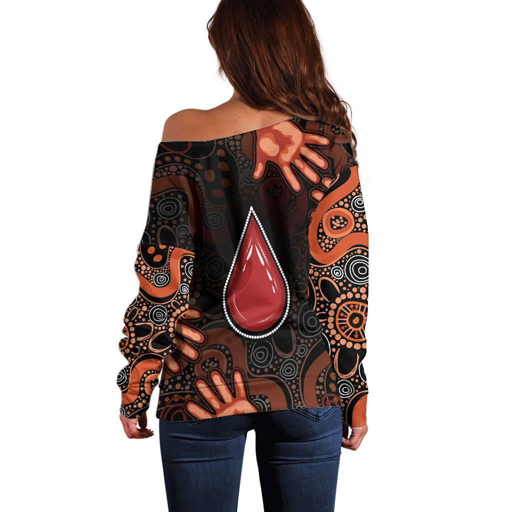 Australia Indigenous Leukemia Prevention Off Shoulder Sweater Aboriginal Dot Arts