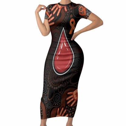 Australia Indigenous Leukemia Prevention Short Sleeve Bodycon Dress Aboriginal Dot Arts
