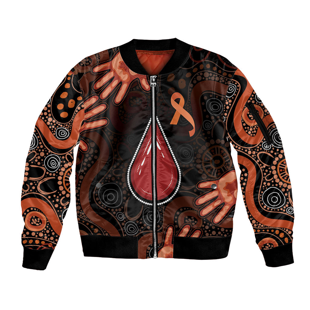 Australia Indigenous Leukemia Prevention Sleeve Zip Bomber Jacket Aboriginal Dot Arts