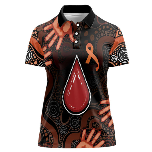 Australia Indigenous Leukemia Prevention Women Polo Shirt Aboriginal Dot Arts