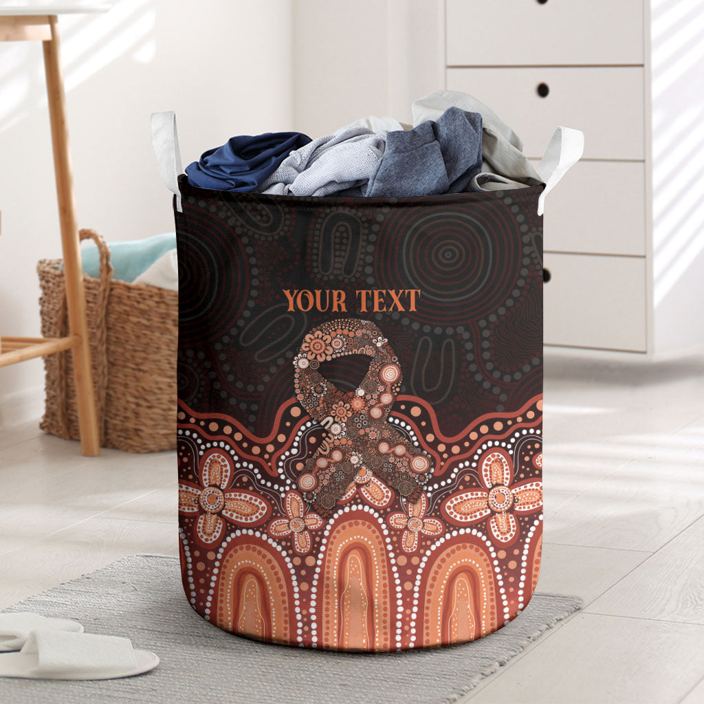 Australia Indigenous Personalized Laundry Basket Fight Leukemia Orange Ribbons