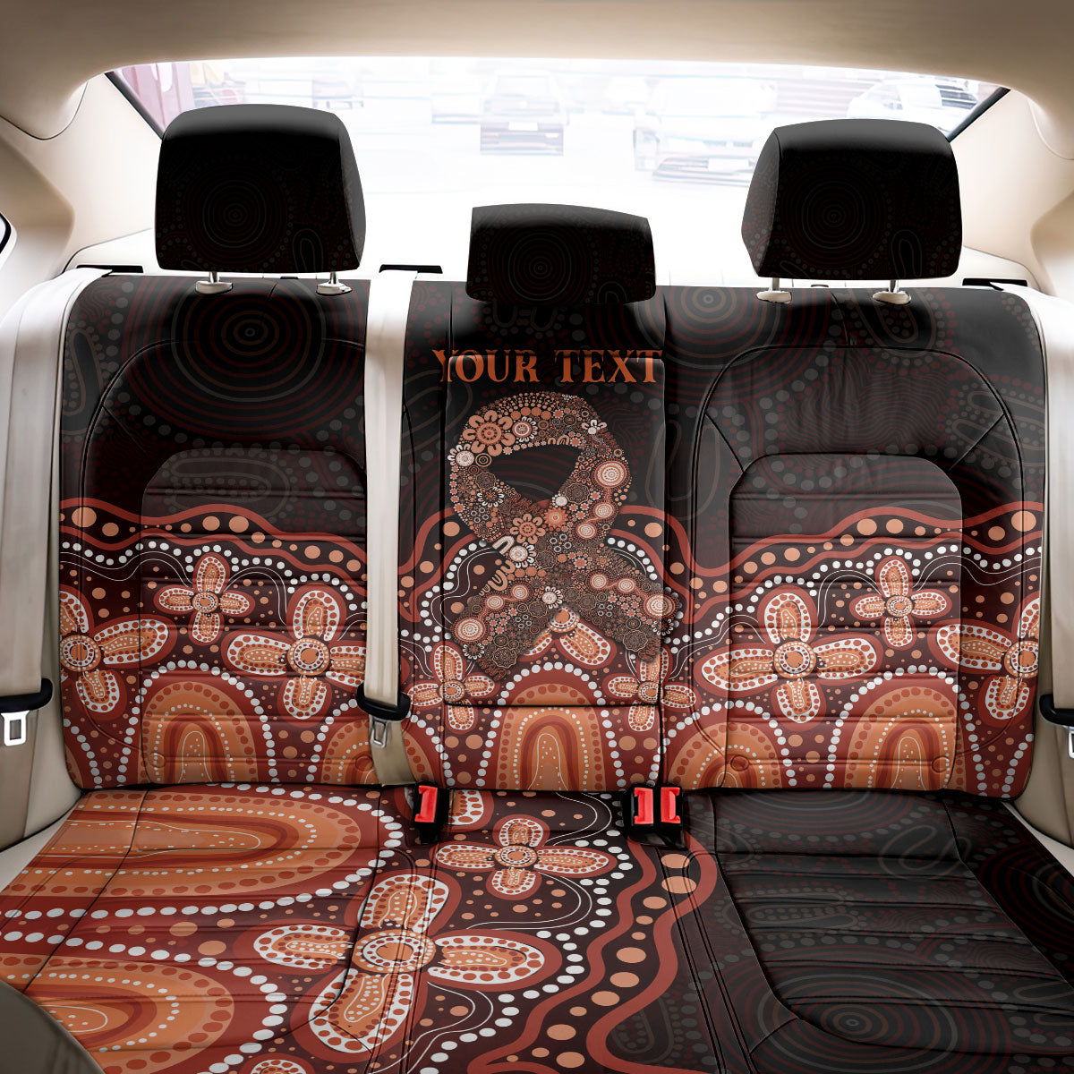 Australia Indigenous Personalized Back Car Seat Cover Fight Leukemia Orange Ribbons