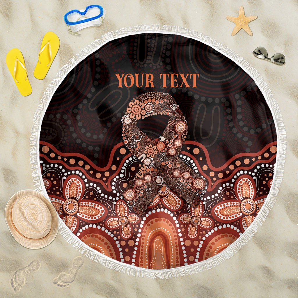 Australia Indigenous Personalized Beach Blanket Fight Leukemia Orange Ribbons