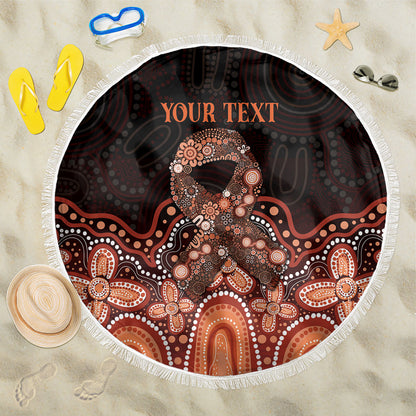 Australia Indigenous Personalized Beach Blanket Fight Leukemia Orange Ribbons