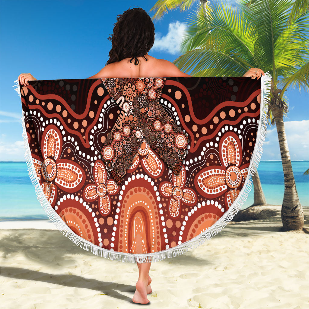 Australia Indigenous Personalized Beach Blanket Fight Leukemia Orange Ribbons