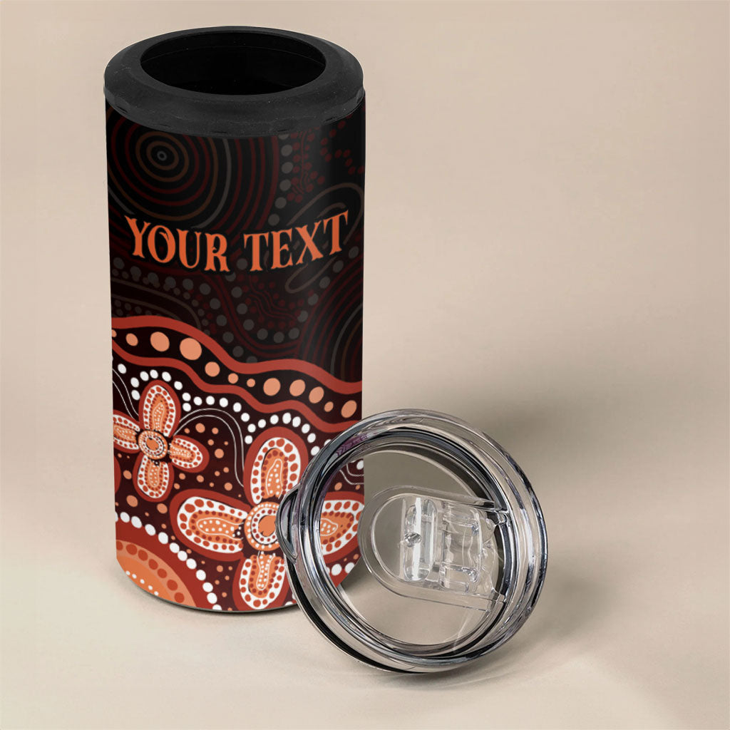 Australia Indigenous Personalized 4 in 1 Can Cooler Tumbler Fight Leukemia Orange Ribbons