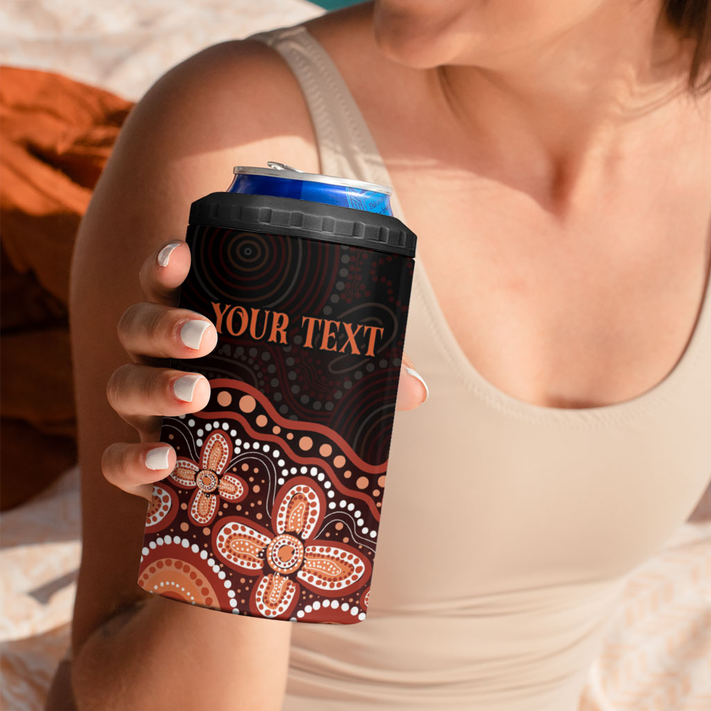 Australia Indigenous Personalized 4 in 1 Can Cooler Tumbler Fight Leukemia Orange Ribbons