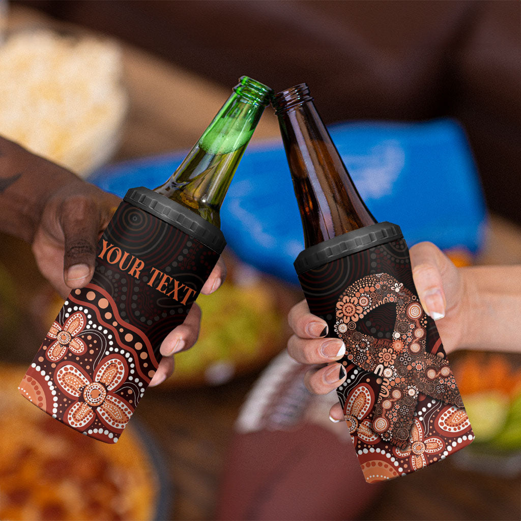Australia Indigenous Personalized 4 in 1 Can Cooler Tumbler Fight Leukemia Orange Ribbons