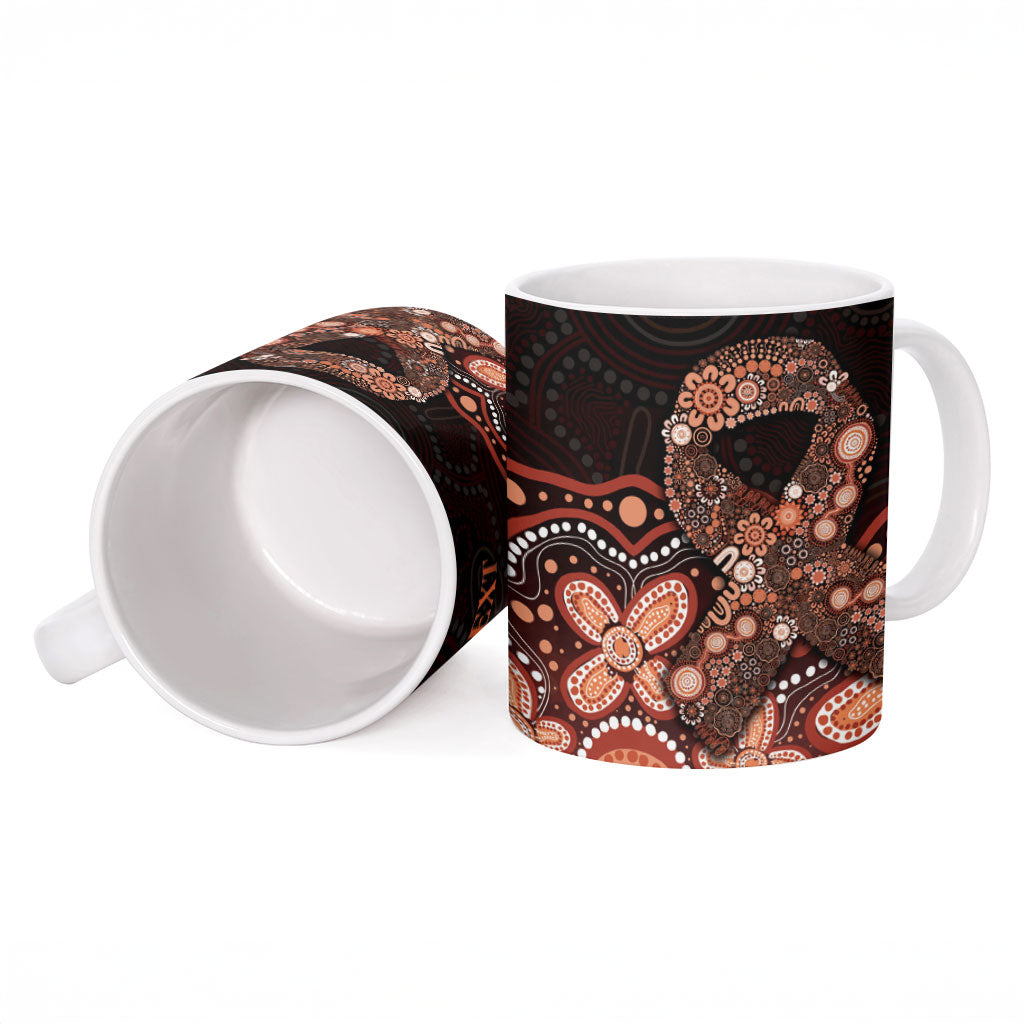 Australia Indigenous Personalized Ceramic Mug Fight Leukemia Orange Ribbons