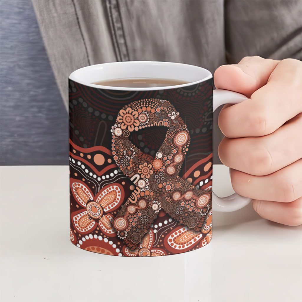 Australia Indigenous Personalized Ceramic Mug Fight Leukemia Orange Ribbons