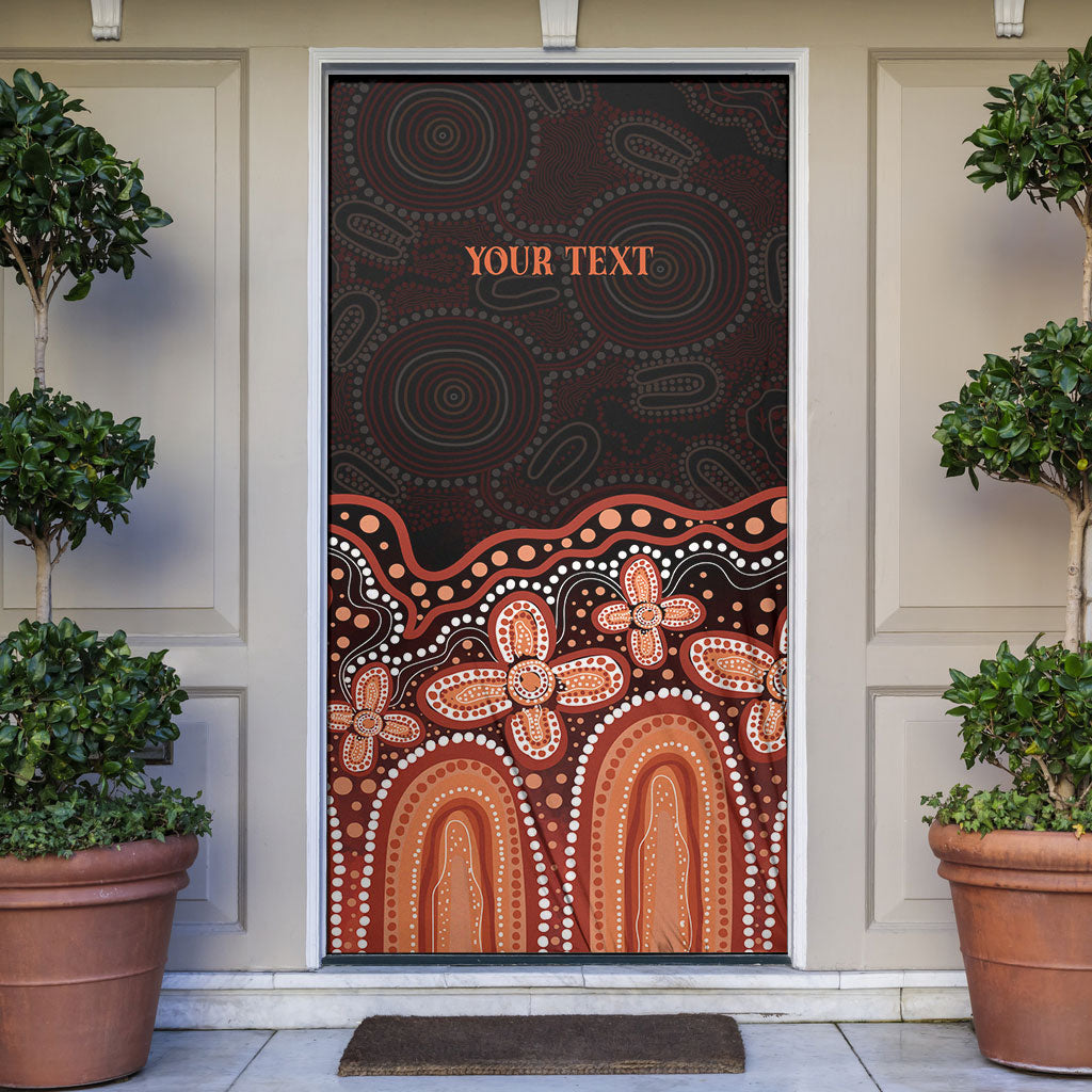 Australia Indigenous Personalized Door Cover Fight Leukemia Orange Ribbons