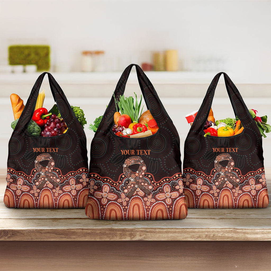 Australia Indigenous Personalized Grocery Bag Fight Leukemia Orange Ribbons
