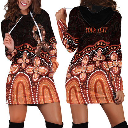 Australia Indigenous Personalized Hoodie Dress Fight Leukemia Orange Ribbons