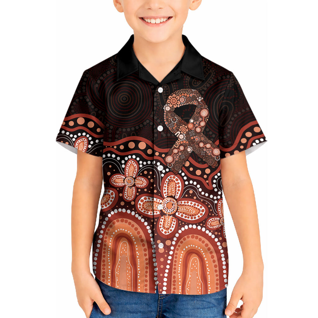 Australia Indigenous Personalized Kid Hawaiian Shirt Fight Leukemia Orange Ribbons