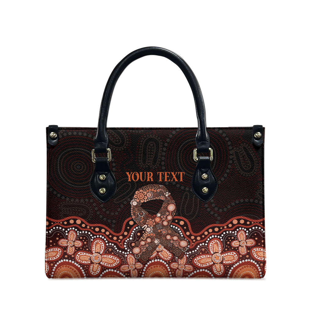 Australia Indigenous Personalized Leather Bag Fight Leukemia Orange Ribbons