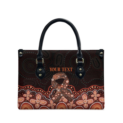 Australia Indigenous Personalized Leather Bag Fight Leukemia Orange Ribbons