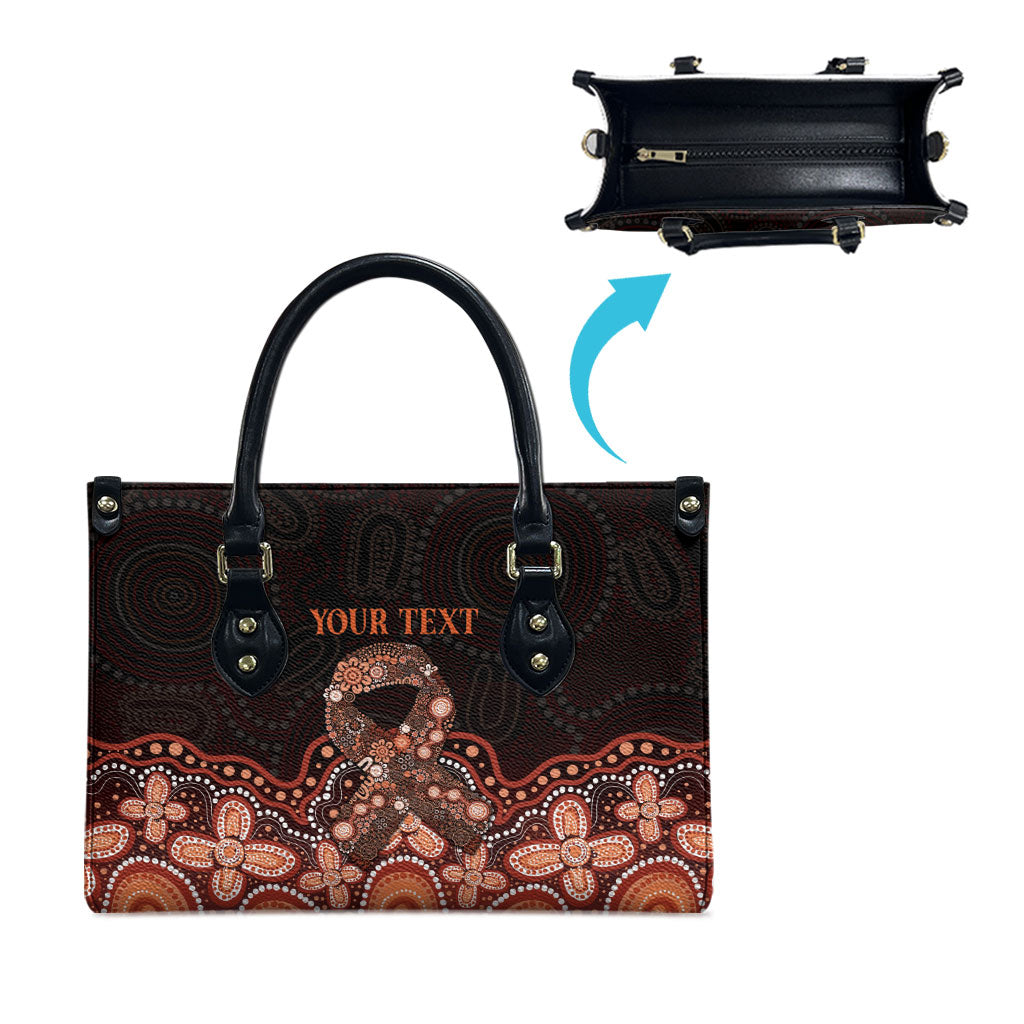 Australia Indigenous Personalized Leather Bag Fight Leukemia Orange Ribbons