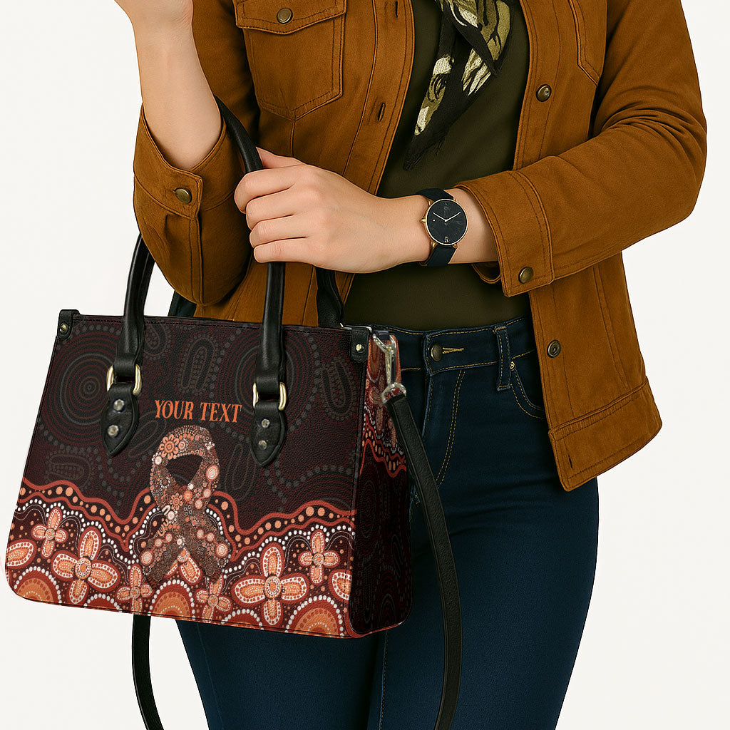 Australia Indigenous Personalized Leather Bag Fight Leukemia Orange Ribbons