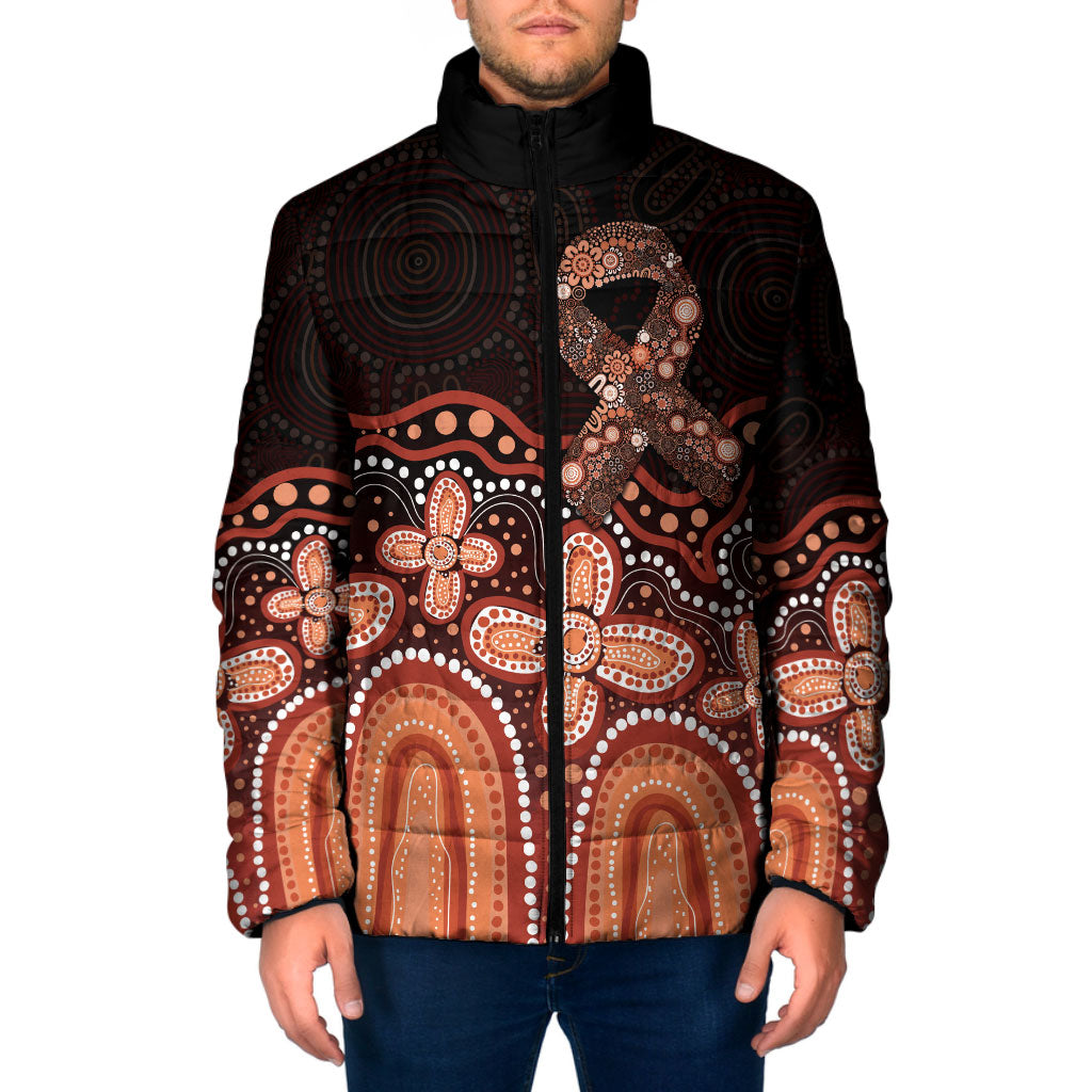 Australia Indigenous Personalized Padded Jacket Fight Leukemia Orange Ribbons