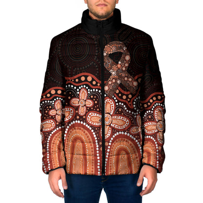Australia Indigenous Personalized Padded Jacket Fight Leukemia Orange Ribbons