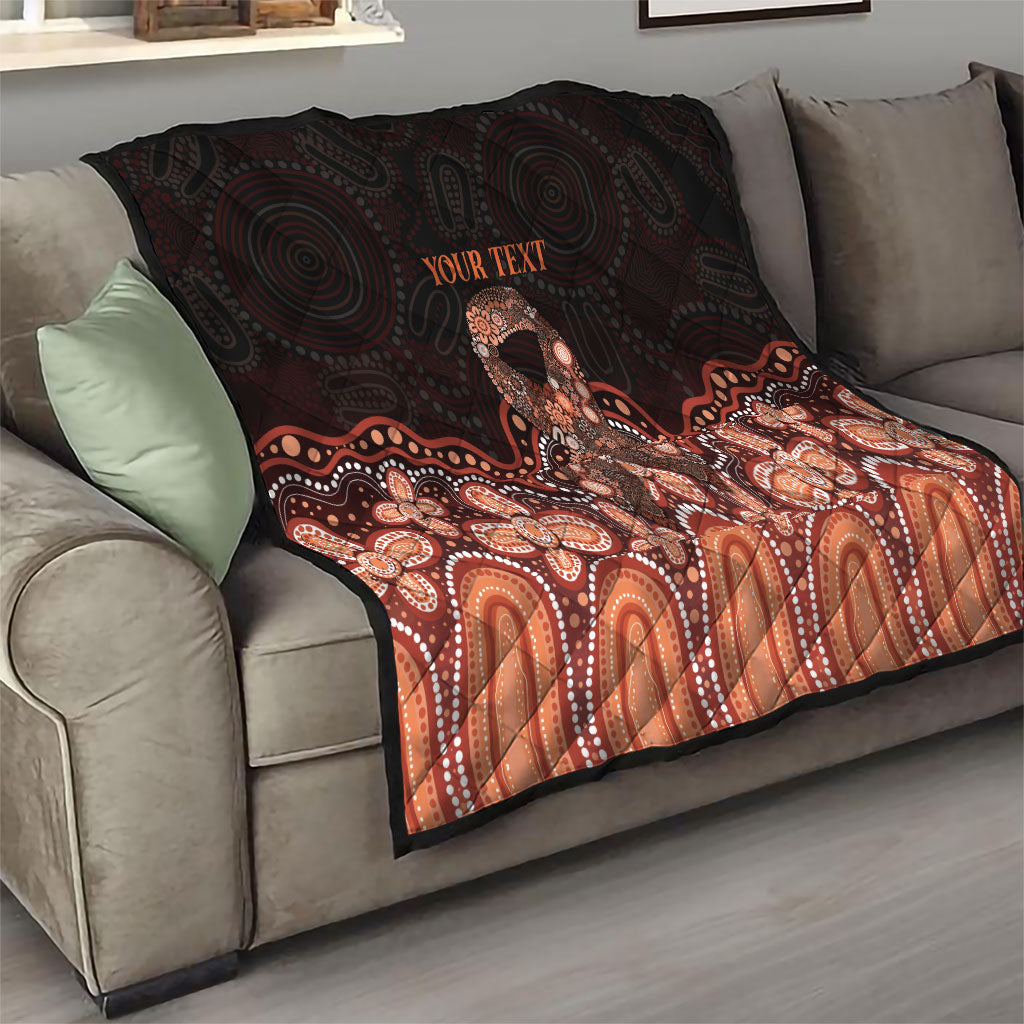 Australia Indigenous Personalized Quilt Fight Leukemia Orange Ribbons