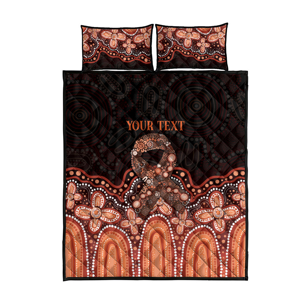 Australia Indigenous Personalized Quilt Bed Set Fight Leukemia Orange Ribbons