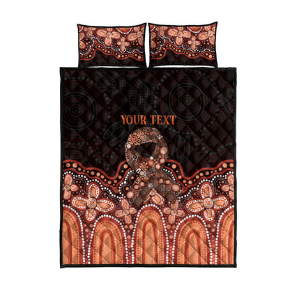 Australia Indigenous Personalized Quilt Bed Set Fight Leukemia Orange Ribbons