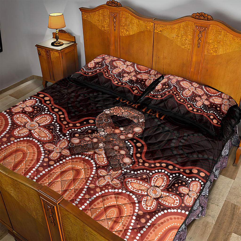 Australia Indigenous Personalized Quilt Bed Set Fight Leukemia Orange Ribbons