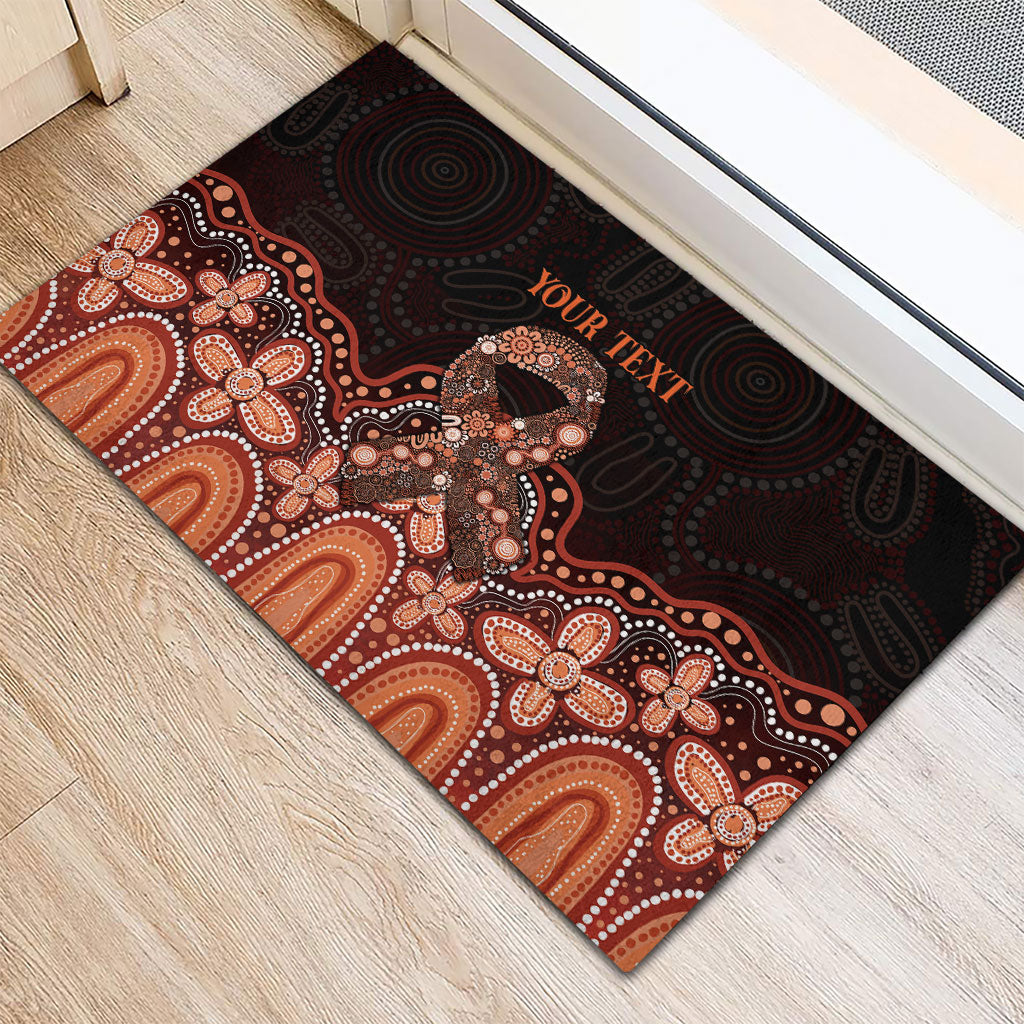 Australia Indigenous Personalized Rubber Doormat Fight Leukemia Orange Ribbons