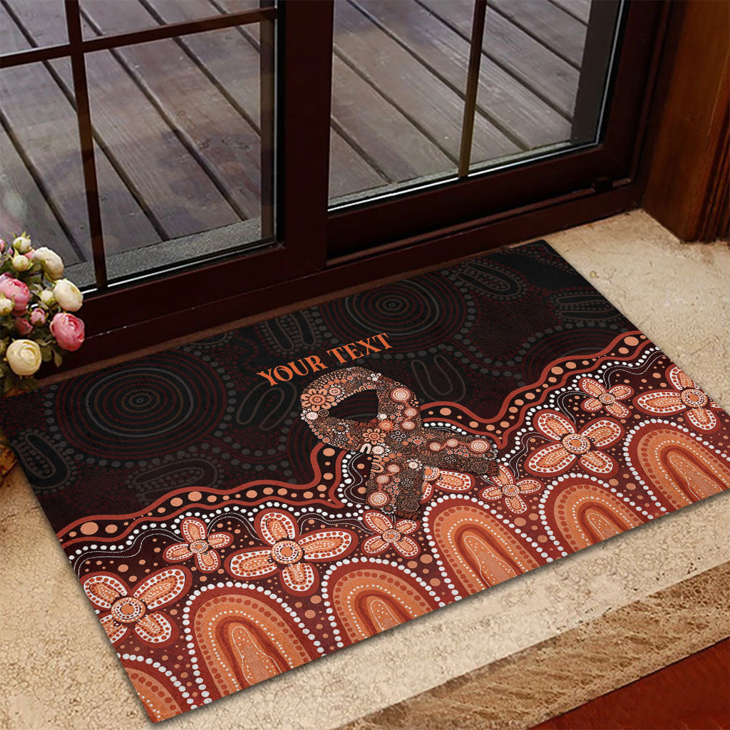 Australia Indigenous Personalized Rubber Doormat Fight Leukemia Orange Ribbons