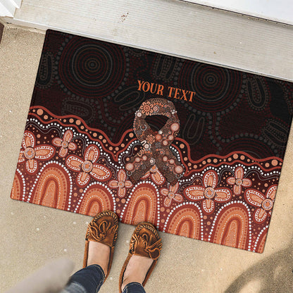 Australia Indigenous Personalized Rubber Doormat Fight Leukemia Orange Ribbons
