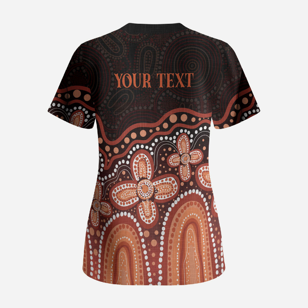 Australia Indigenous Personalized Scrub Top Fight Leukemia Orange Ribbons