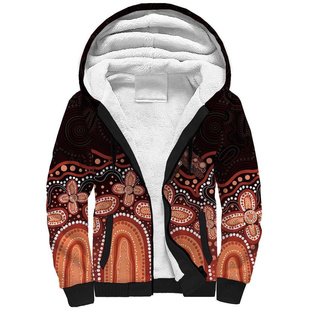 Australia Indigenous Personalized Sherpa Hoodie Fight Leukemia Orange Ribbons