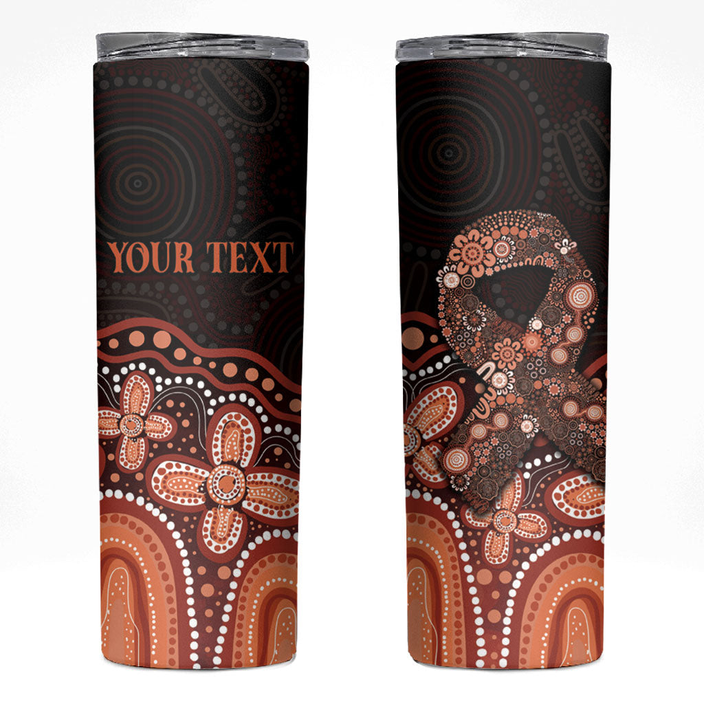 Australia Indigenous Personalized Skinny Tumbler Fight Leukemia Orange Ribbons