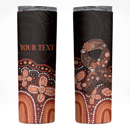 Australia Indigenous Personalized Skinny Tumbler Fight Leukemia Orange Ribbons