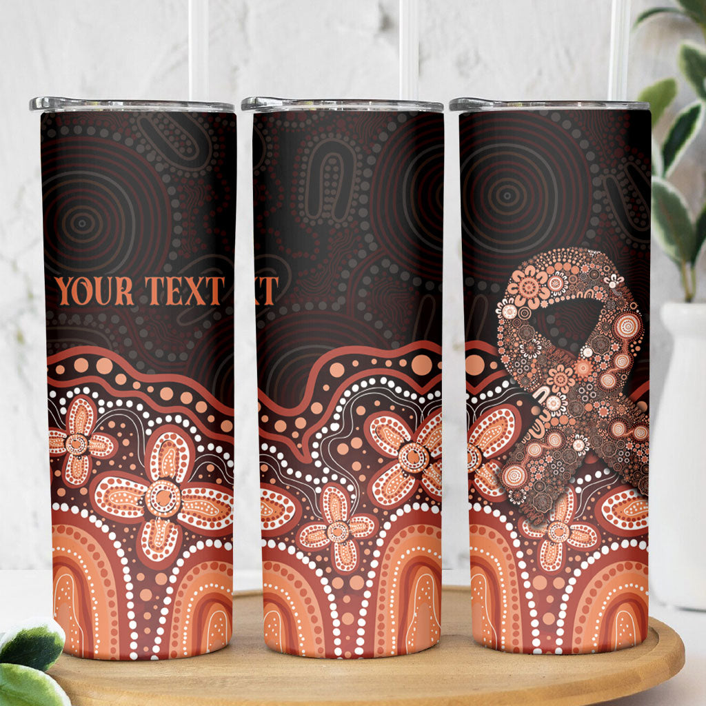 Australia Indigenous Personalized Skinny Tumbler Fight Leukemia Orange Ribbons