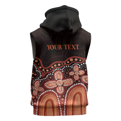 Australia Indigenous Personalized Sleeveless Zip Hoodie Fight Leukemia Orange Ribbons