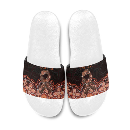 Australia Indigenous Personalized Slide Sandals Fight Leukemia Orange Ribbons