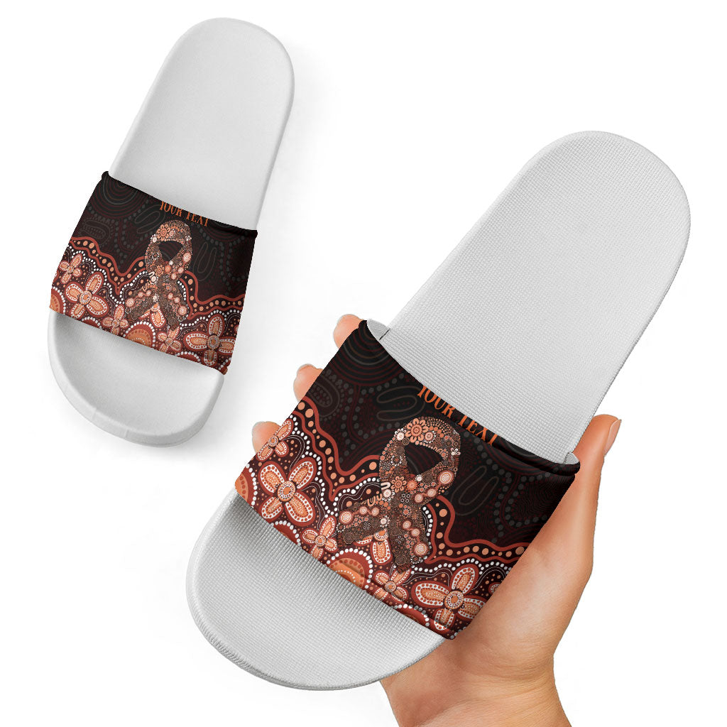 Australia Indigenous Personalized Slide Sandals Fight Leukemia Orange Ribbons