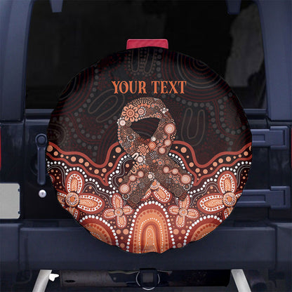 Australia Indigenous Personalized Spare Tire Cover Fight Leukemia Orange Ribbons