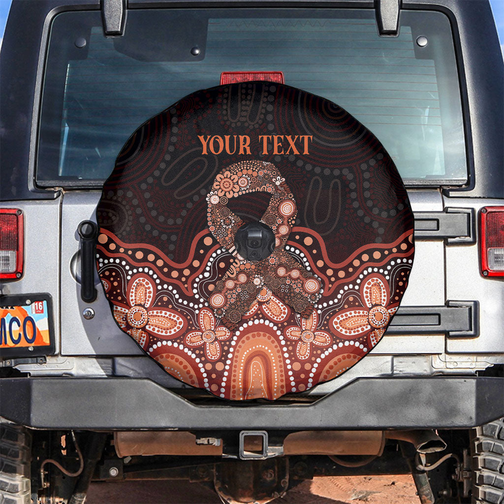 Australia Indigenous Personalized Spare Tire Cover Fight Leukemia Orange Ribbons